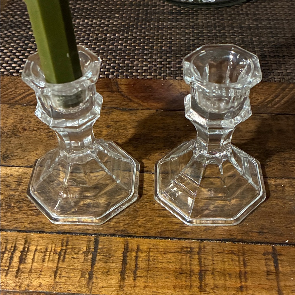Elegant Clear Glass Candle Holders